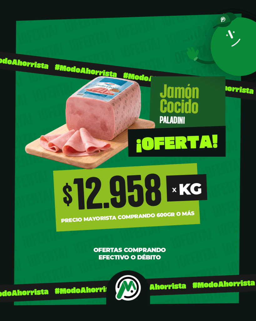 PLACA-MERCADIA MAYORISTA-OFERTAS FIAMBRE-JAMON COCIDO