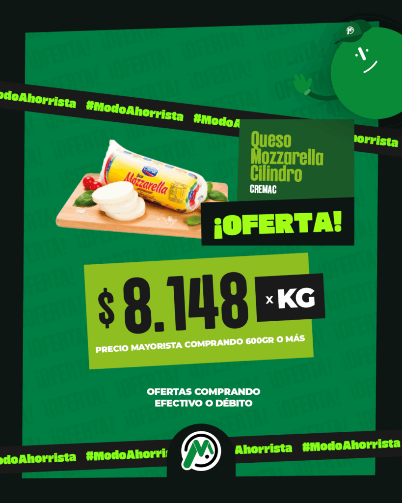 PLACA-MERCADIA MAYORISTA-OFERTAS FIAMBRE-QUESO MOZZARELLA